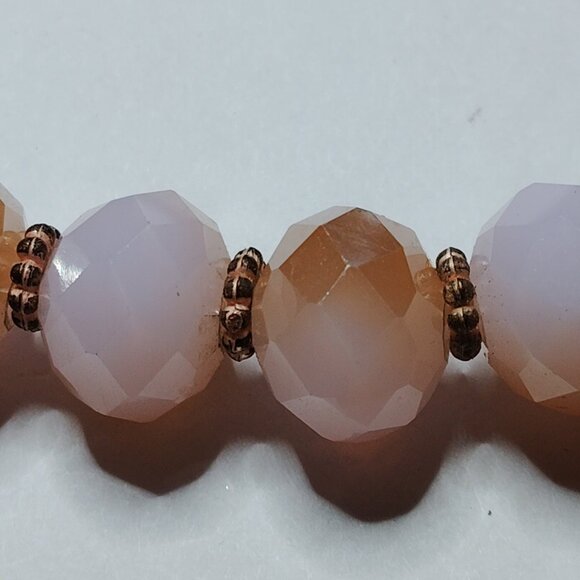 Faceted Gradient Glass Beads Blush Champagne w/ Gold Tone Spacers Vintage - Picture 3 of 7